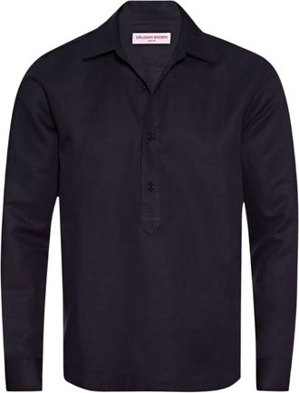 Orlebar Brown Mens Caspian Lux Long Sleeve Shirt In Ink