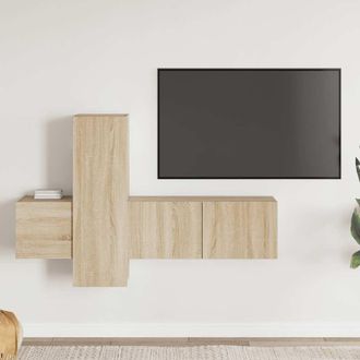 vidaXL Vidaxl - Set De Muebles Sal&oacute;n Tv 3 Pzas Madera Ingenier&iacute;a Roble Sonoma