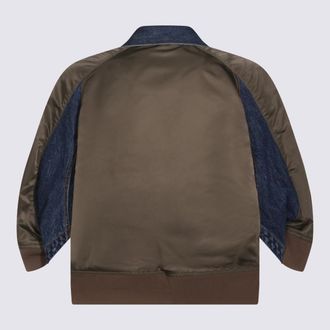 sacai Womens Denim-Nylon Hybrid Jacket Blue