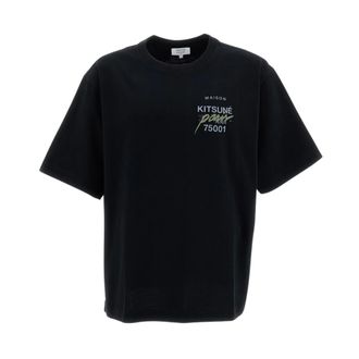 Maison Kitsun&eacute; Mmii Profile Fox Oversize T-shirt - Heren - Tops - Zwart - Maat: XL Katoen