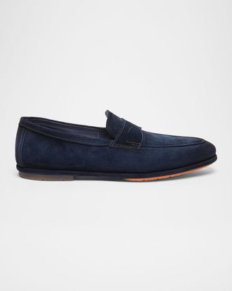 Santoni Men & apos;s Carlo Burnished Suede Driving Shoes