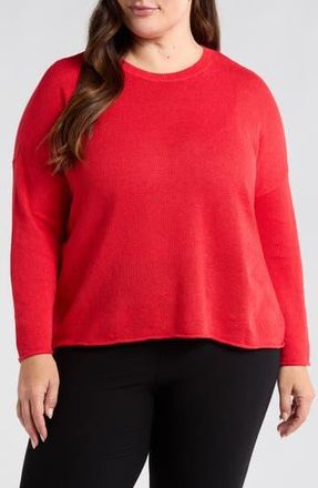 Eileen Fisher Organic Linen & Organic Cotton Sweater in Cherry at Nordstrom Rack, Size 1X