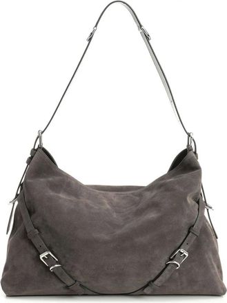 Givenchy Tassen, Dames, Grijs, ONE Size, Leer, Voyou Large Suede Schoudertas