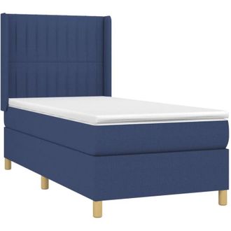 vidaXL Vidaxl - Cama Box Spring Con Colch&oacute;n Tela Azul 90x200 Cm