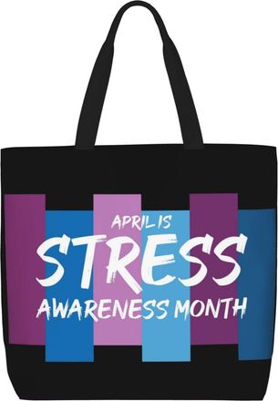 Generic Women Handbag Stress Awareness Month Women Beach Bag Large Capacity Folding Ladies Purse, For Christmas, Holiday, Daily, Graduation, Work