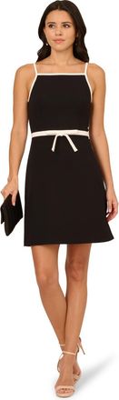 Adrianna Papell Womens Bow Crepe Short Dress - Black - Size 14 UK