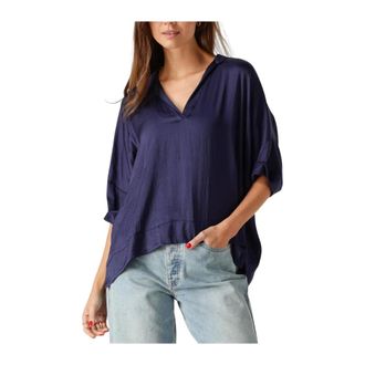 Summum Dames, Blouses & Shirts, Blauw, Maat: XS Zijde
