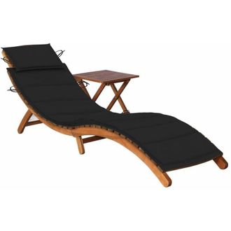 vidaXL Vidaxl - Tumbona De Jard&iacute;n Con Mesa Y Coj&iacute;n Madera Maciza De Acacia