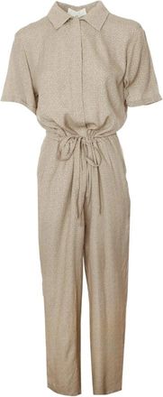 YaYa Jumpsuit met wijde pijpen- korte mouwen en knopen - Dames - Jumpsuits - Grijs - XS - Jumpsuits & Playsuits