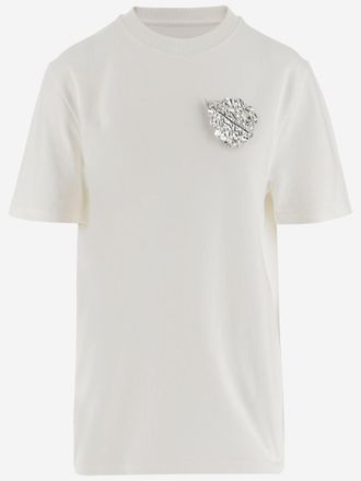 Jil Sander Beige Leaf Brooch T-shirt