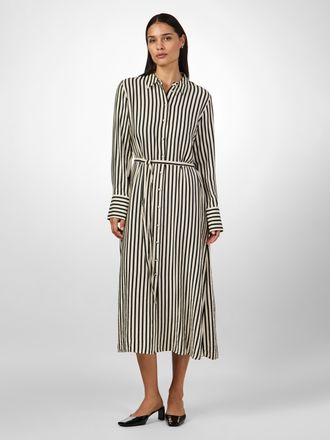 Y.A.S Hemdblusenkleid Y.A.S YASKAYA LS LONG SHIRT DRESS S. NOOS, Damen, Gr. 34, N-Gr, birch stripes:schwarz stripe, Web, Obermaterial: 85% Viskose, 15% Nylo