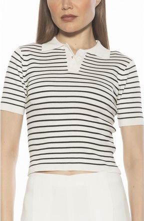Alexia Admor Elani Knit Polo in Black/White at Nordstrom Rack, Size X-Small