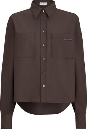 Brunello Cucinelli Tropical Luxury Wool shirt in Brown at Nordstrom, Size 3X-Large Eu