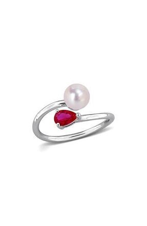 Delmar 6-6.5mm Cultured Freshwater Pearl & Stone Bypass Ring at Nordstrom Rack, Size 7