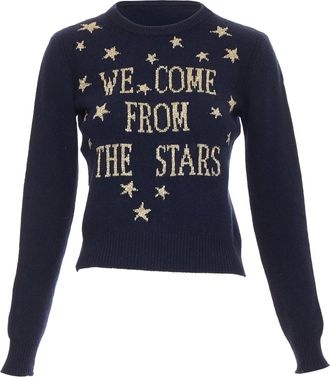 Alberta Ferretti cashmere blend lurex crew neck sweater