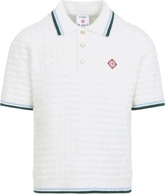 Casablanca Polo shirt met korte mouwen en textuur - Heren - Polos - Wit - XL - Tops