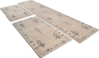 THEKO Bettumrandung »Royal Berber« Höhe 18 mm 3 Stk. tlg. Bettvorleger, Berber Optik, reine Wolle, Läufer-Set