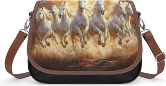 Generic Seven Lucky Running Wild Horses Crossbody Bags for Women Shoulder Messenger Bag Purse Handbags