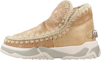 Mou Eskimo Trainer Logo Rhine - Dames - Winterlaarzen - Bruin - 38 EU - Wol - Schoenen