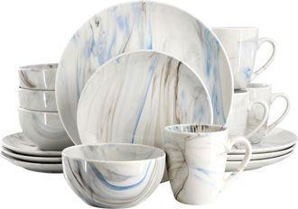 Elama Fine Marble 16 Piece Porcelain Dinnerware Set