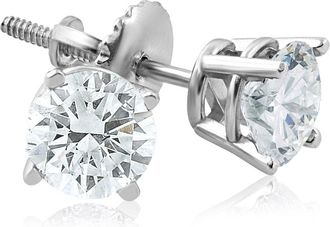 Pompeii3 Screw Back 1ct Diamond Studs 14k White Gold Clarity Enhanced