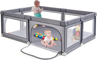 Costway Costway - Box per Bambini, Recinto per Neonati con Tappetino, Centro Attivit&agrave; Stabile e Atossico, Box per Interno ed Esterno con Palline, Grigio