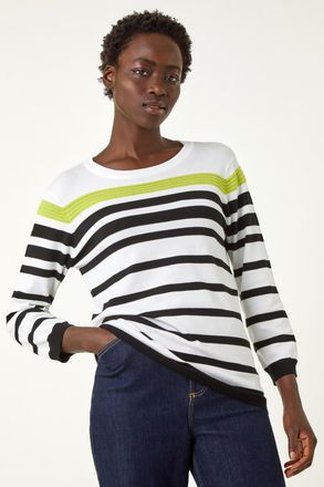 Roman Stripe Print Colour Knit Jumper