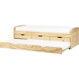 Beliani Cama nido infantil extraíble con almacenaje cajones de madera clara de pino clara 90 x 200 cm Petiville
