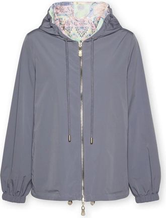 Elena Miro Omkeerbare Parka met Print en Capuchon - Dames - Zomerjassen - Paars - 7XL - Polyester - Jassen