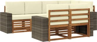 vidaXL Conjunto De Sof&aacute;s De Exterior 7 Uds. Natural Y Crema Poli&eacute;ster Vidaxl