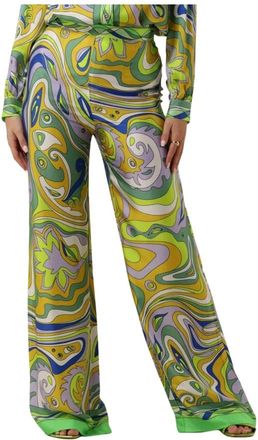 Ana Alcazar Groene Multi-Kleur Print Broeken - Dames - Wijde Broeken - Veelkleurig - L - Broeken