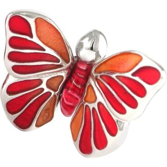 Jan Leslie Hand Painted Enamel Butterfly Sterling Silver Lapel Pin in Red at Nordstrom