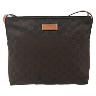 Gucci Vintage, unisex, Bruin, ONE Size, Nylon, Pre-owned Nylon Shoulder Bag