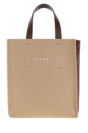 Marni Taupe/Burgundy Museo Mini Tote