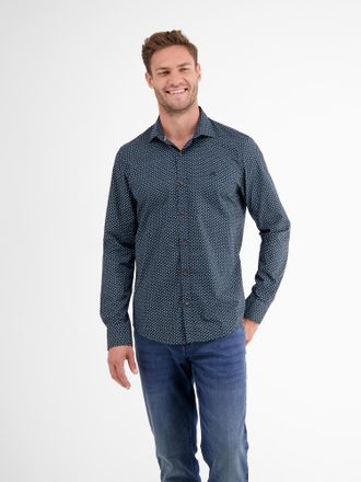 Lerros Langarmhemd LERROS LERROS Modisches Poplinhemd f&uuml;r Herren mit Stretchanteil, Herren, Gr. S, Normalgr&ouml;ssen, blau (classic navy), 97% Baumwolle, 3% Elas
