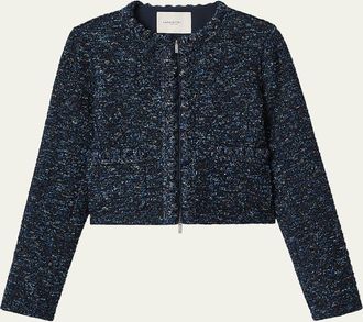 Lafayette 148 New York Pom Pom-Trim Boucle Tweed Jacket