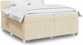 vidaXL Vidaxl - Cama Box Spring Con Colch&oacute;n Tela Color Crema 200x200 Cm