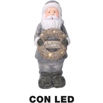 Vacchetti Vacchetti - Led Resina Pap&aacute; Noel Con Guirnalda Gris 21,5x19,5h51 Cm