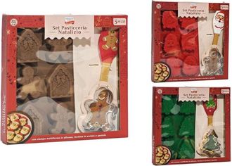 Trade Shop Trade Shop - Set Per Pasticceria Natalizio Da 3pz Stampo Multiforme In Silicone Formina In Acciaio Spatola