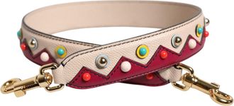 Dolce & Gabbana Beige Red Leather Handbag Accessory Shoulder Womens Strap