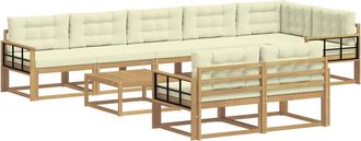 vidaXL Conjunto De Sof&aacute;s De Exterior 9 Uds. Blanco Y Crema Poli&eacute;ster Vidaxl