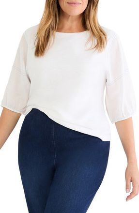 Nic+Zoe Linen Sleeve Cotton Top in Paper White at Nordstrom, Size 1 X