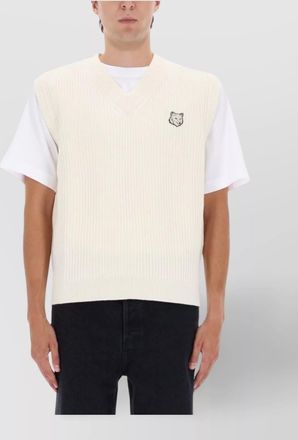 Maison Kitsun&eacute; merino wool ribbed vest