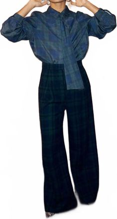 Never Fully Dressed Tartan Sophie Trousers In Blue