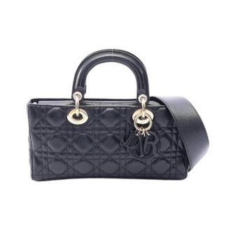 Dior Pre-owned Lady D-Joy Leder 2way Handbag - Dames - Pre-owned - Zwart - Maat: ONE Size Leer