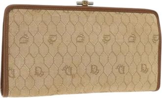 Dior Pre-owned Clutches, female, Beige, Size: ONE SIZE Pre-owned Honeycomb Canvas Clutch