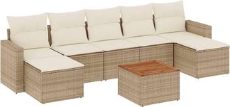 vidaXL Juego De Sof&aacute;s De Jard&iacute;n Con Cojines Beige 8 Pzas Rat&aacute;n Pe Vidaxl