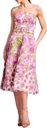 Dress The Population Allegra Brocade Strapless Cocktail Dress in Pink Blossom Multi at Nordstrom, Size Xx-Large