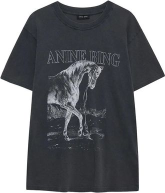 Anine Bing Lili T-shirt met paardenprint - Zwart