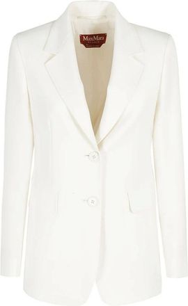 Max Mara Jassen, Dames, Wit, S, Leer, Linz Blazer